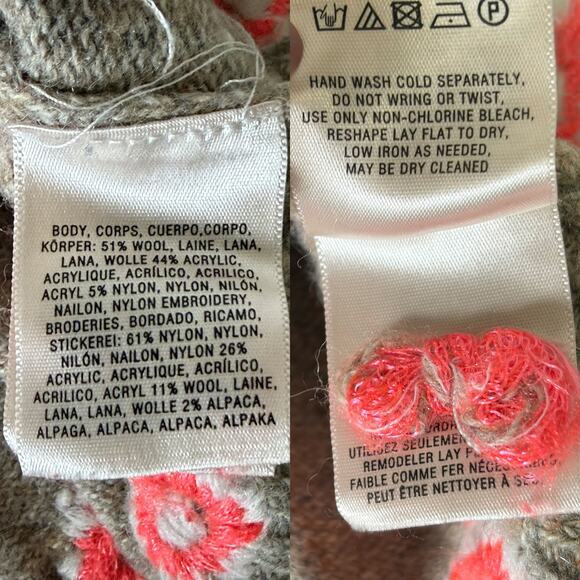 ANTHROPOLOGIE Embroidered Ranunculus Wool Blend Tunic Sweater in Multi Size M - Picture 12 of 13